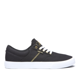 Supra Mens COBALT Low Top Shoes Black/Gold/white | US-58571